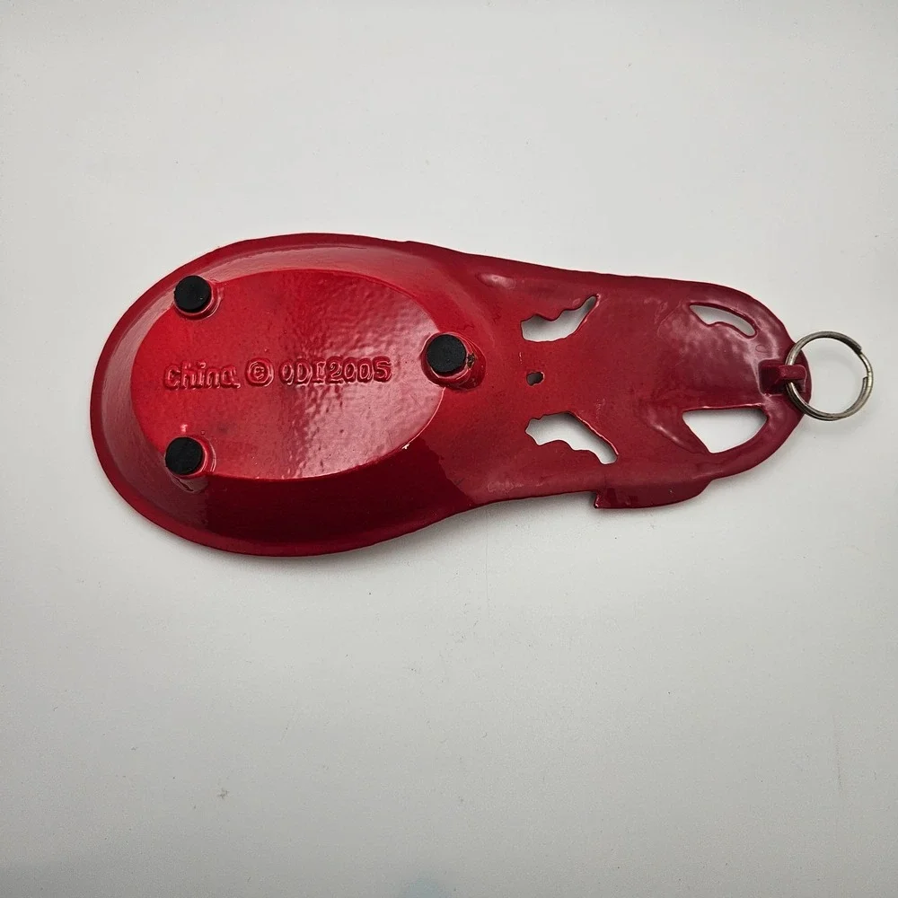 Vintage Red Enameled Cast Iron Rooster Chicken Spoon Rest Wall‎ Hanger